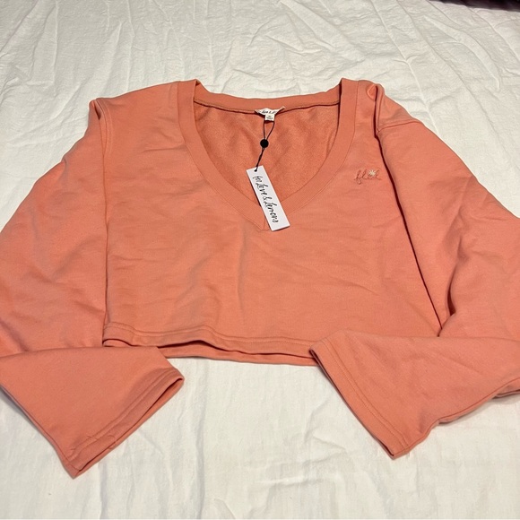 For Love And Lemons Sweaters - For Love & Lemons Josie Crop Sweatshirt Top Long Sleeve Sweater NWT Terry Cotton
